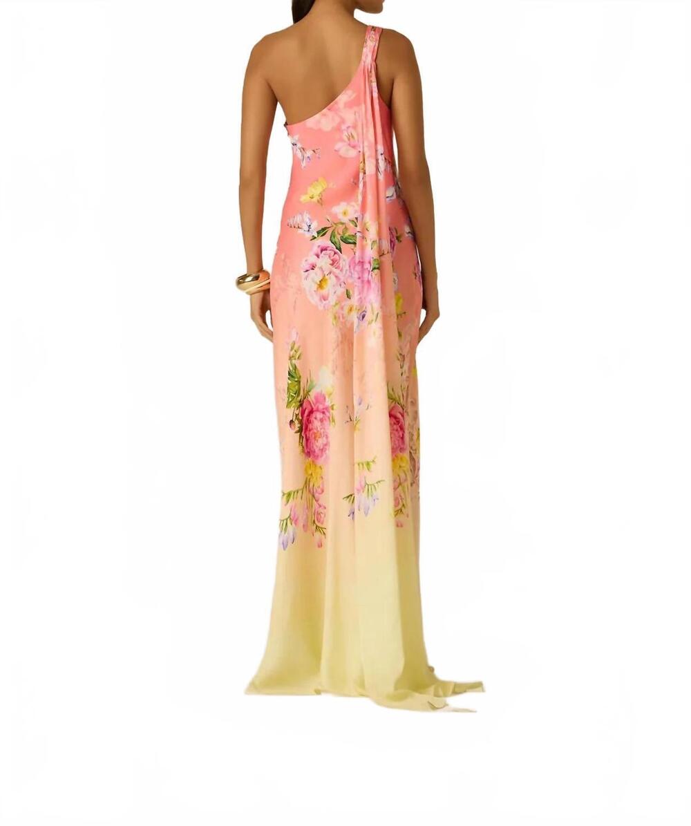 NEW HEMANT & NANDITA avya one shoulder sash dress in pink multi - Picture 9 of 10